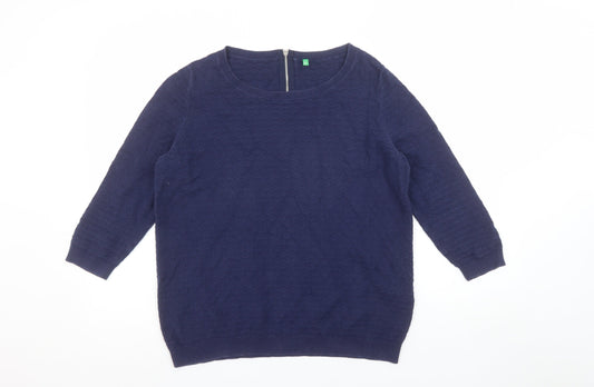 Womens UK Size S United Colors of Benetton Blue Pullover Jumper
