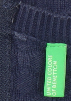 Womens UK Size S United Colors of Benetton Blue Pullover Jumper