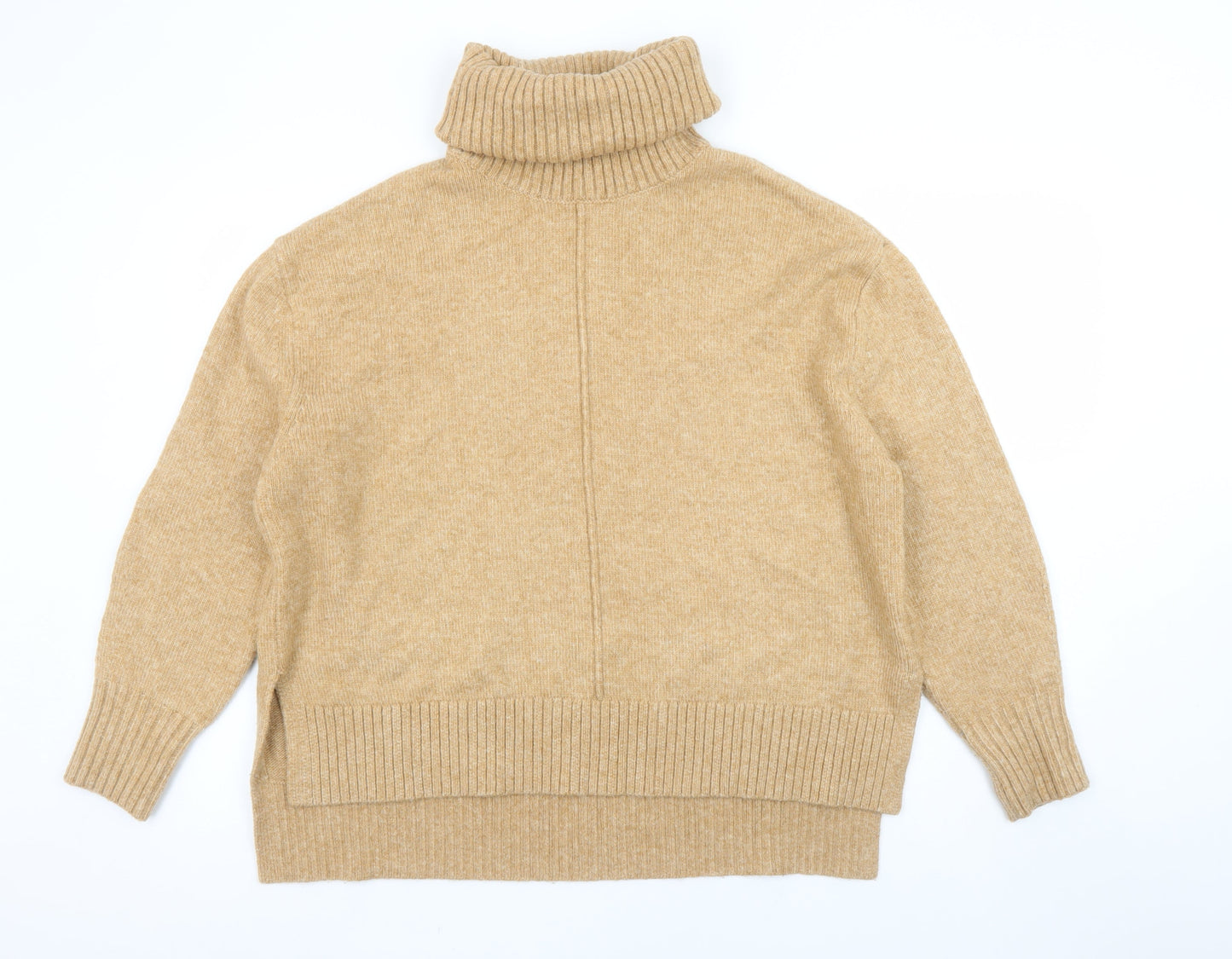 H&M Women Beige Roll Neck Jumper Size S Acrylic Blend Winter Knit