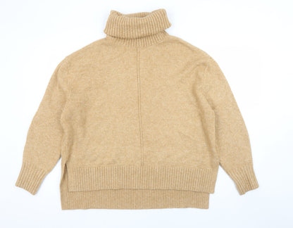 H&M Women Beige Roll Neck Jumper Size S Acrylic Blend Winter Knit