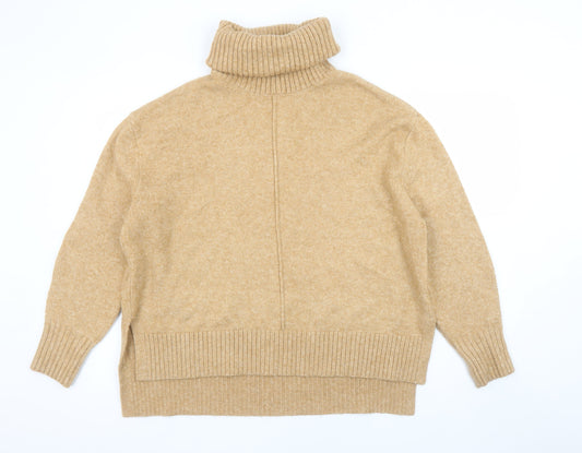 H&M Women Beige Roll Neck Jumper Size S Acrylic Blend Winter Knit