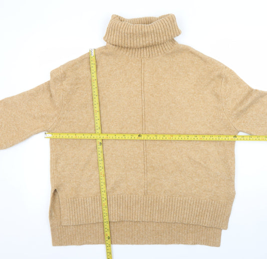 H&M Women Beige Roll Neck Jumper Size S Acrylic Blend Winter Knit