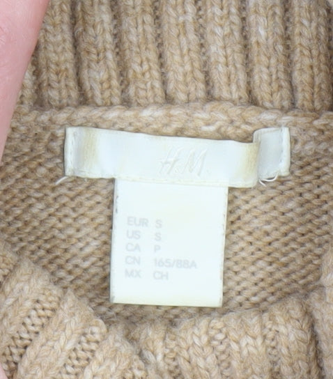 H&M Women Beige Roll Neck Jumper Size S Acrylic Blend Winter Knit