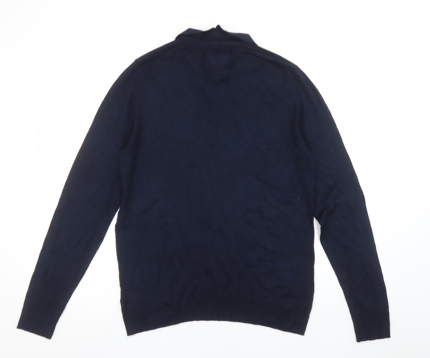 Threadbare Men’s Blue Collared Cotton Pullover Jumper Medium
