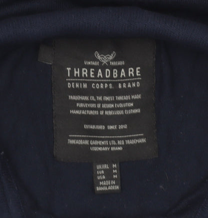 Threadbare Men’s Blue Collared Cotton Pullover Jumper Medium