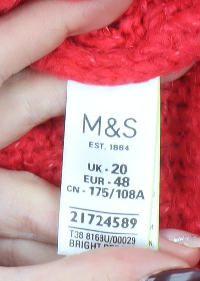Womens UK Size 20 Marks and Spencer Red Pullover Jumper