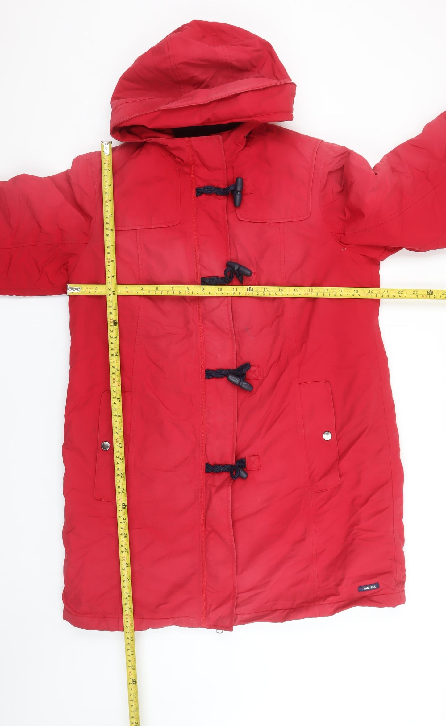 Womens UK Size M Lands' End Red Duffle Coat
