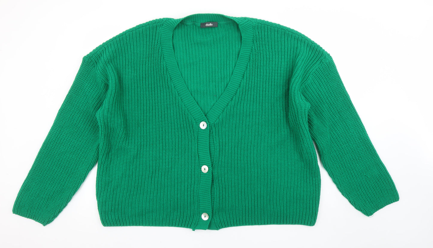 Womens UK Size 1618 Studio Green Cardigan Jumper