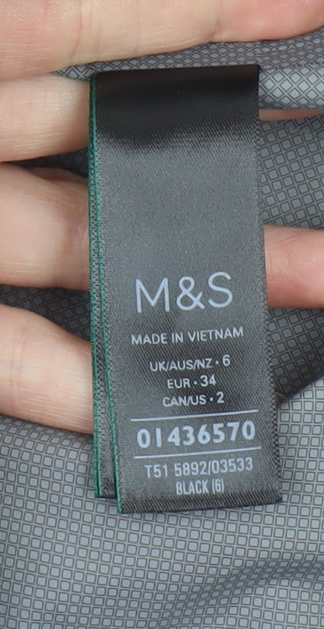 Womens UK Size 6 Marks and Spencer Black Rain Coat