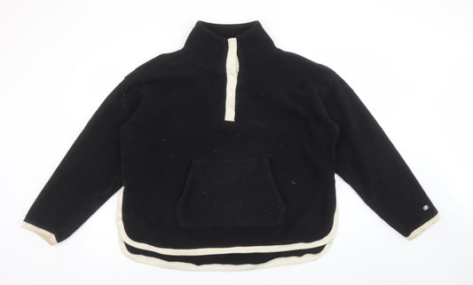 Champion Women’s Black Fleece 1/4 Snap Pullover Sweatshirt Size L