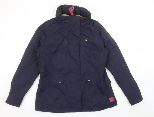 Joules Women’s Blue Waterproof Parka Jacket Size 14 Hooded Lined