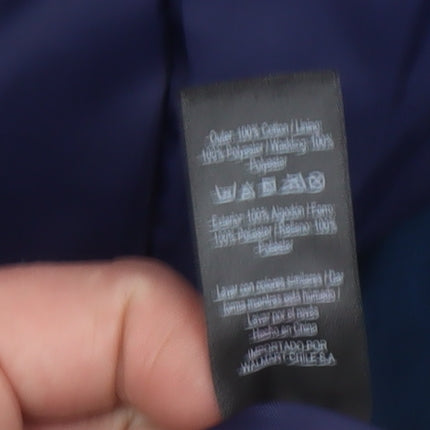 George Women Blue Parka Jacket Size 12 Hooded Mid-Length Cotton Blend