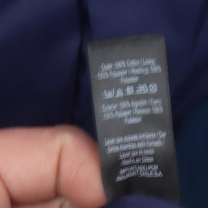 George Women Blue Parka Jacket Size 12 Hooded Mid-Length Cotton Blend