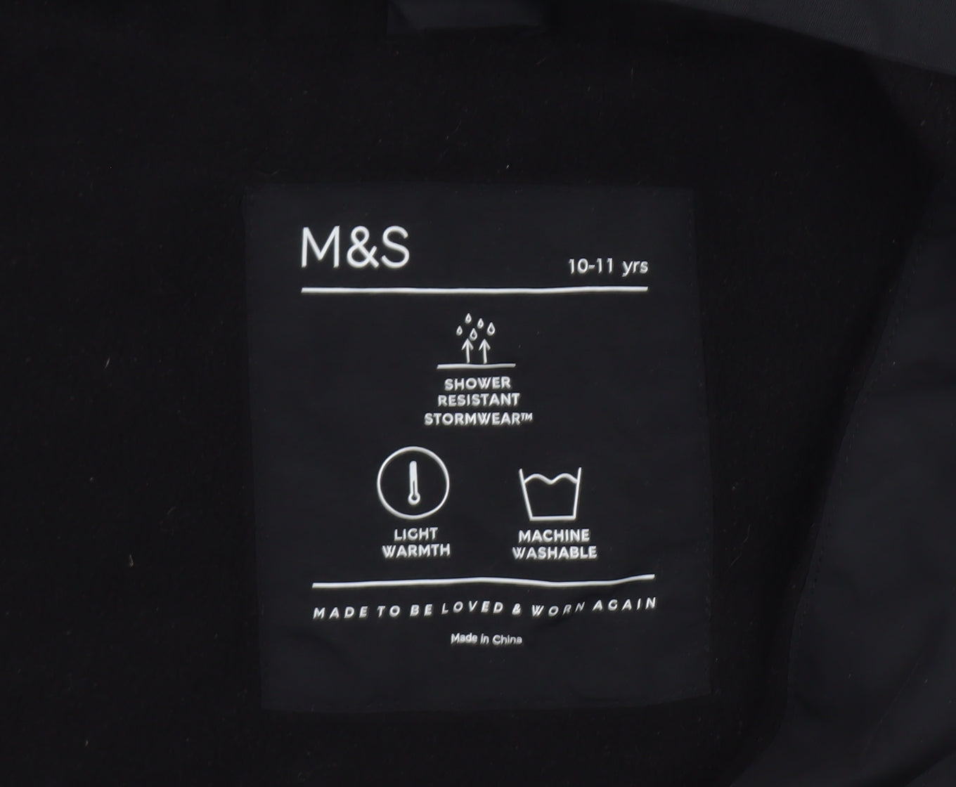 Marks and Spencer Boys Black 10-11 Years Hooded Stormwear Rain Jacket