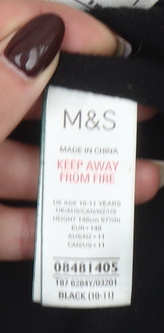 Marks and Spencer Boys Black 10-11 Years Hooded Stormwear Rain Jacket