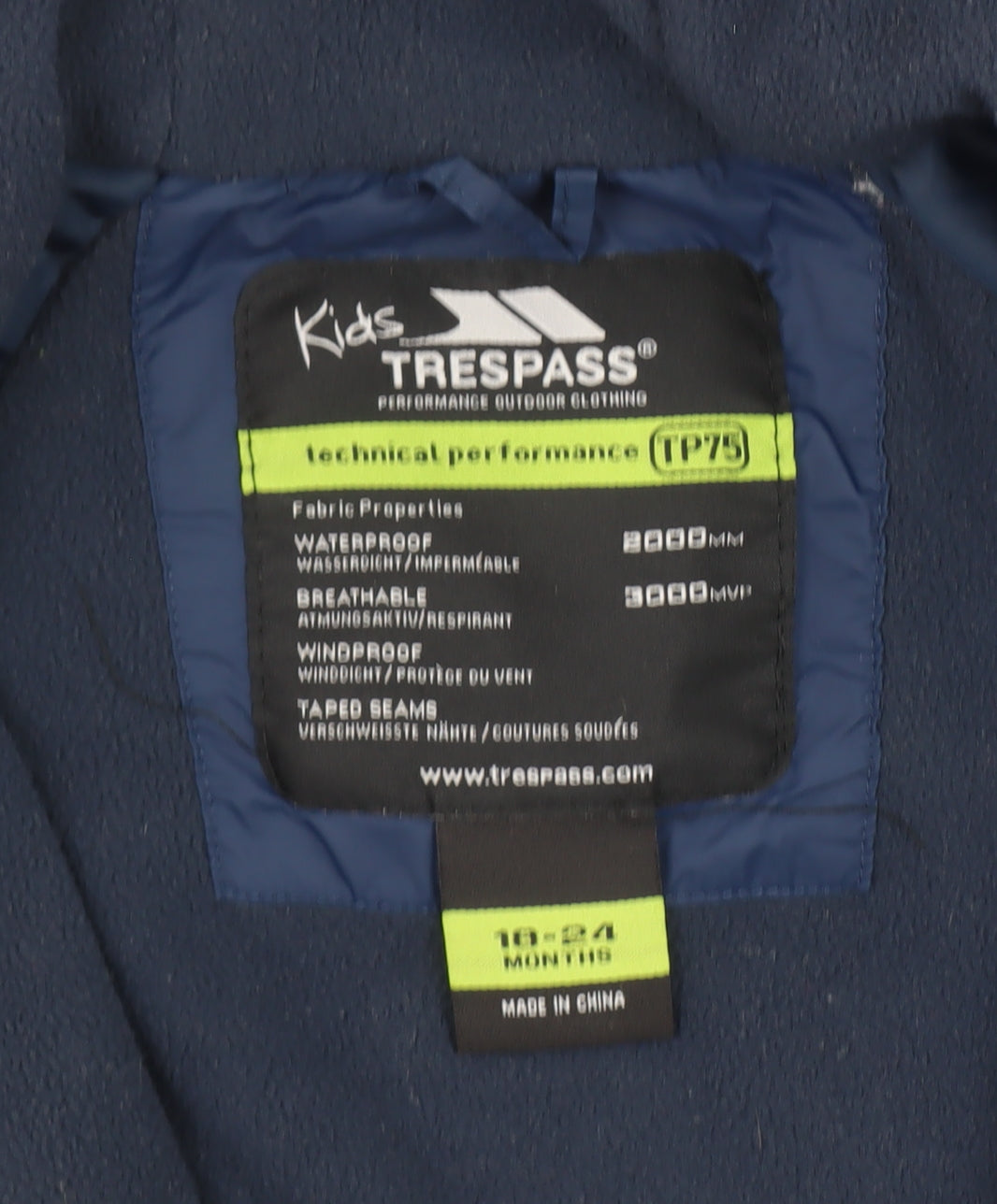 Trespass Unisex Baby Blue Waterproof Hooded Snowsuit 18-24 Months