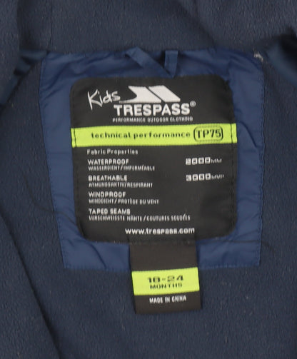 Trespass Unisex Baby Blue Waterproof Hooded Snowsuit 18-24 Months