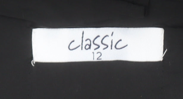 Classic Womens Black Hooded Anorak Jacket Size 12 Mid-Length Polyester