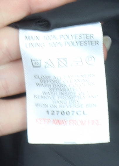 Classic Womens Black Hooded Anorak Jacket Size 12 Mid-Length Polyester