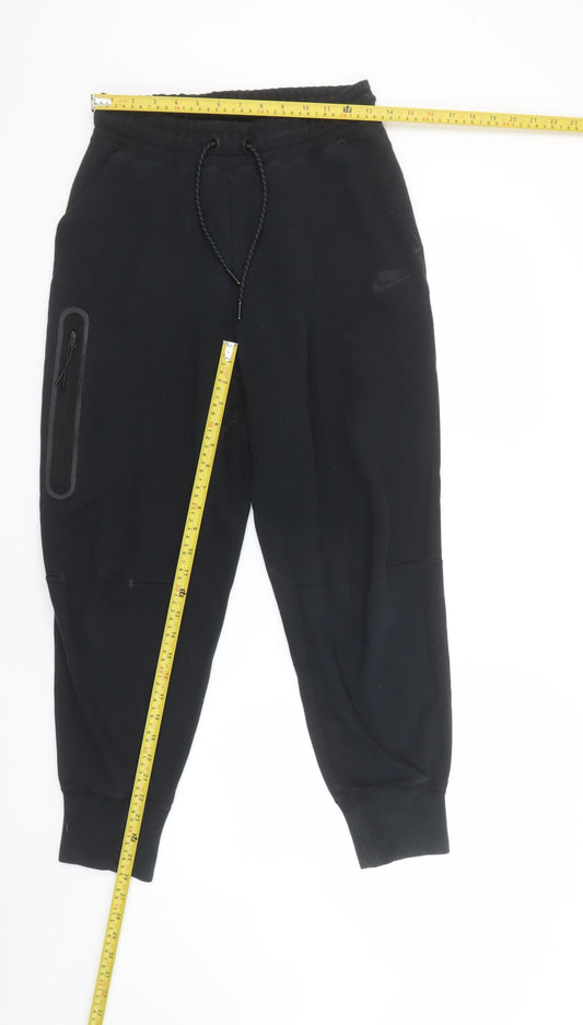 Nike Women's Black Jogger Trousers S Fleece Casual Tapered Fit