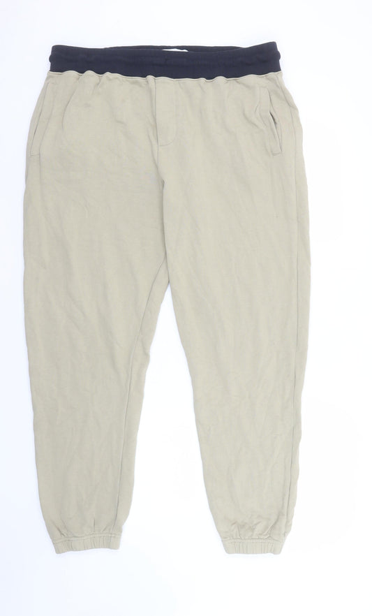 Mr P. Mens Beige Cotton Jogger Trousers 2XL Regular Fit