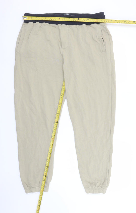 Mr P. Mens Beige Cotton Jogger Trousers 2XL Regular Fit
