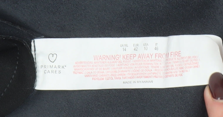 Primark Womens Black Size 14 Tapered Trousers Polyester Blend