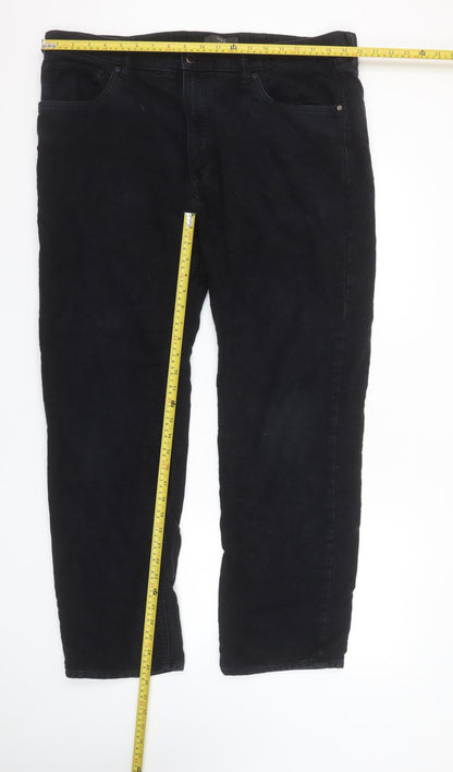Marks and Spencer Men's Black Regular Fit Corduroy Chino Trousers 40x31