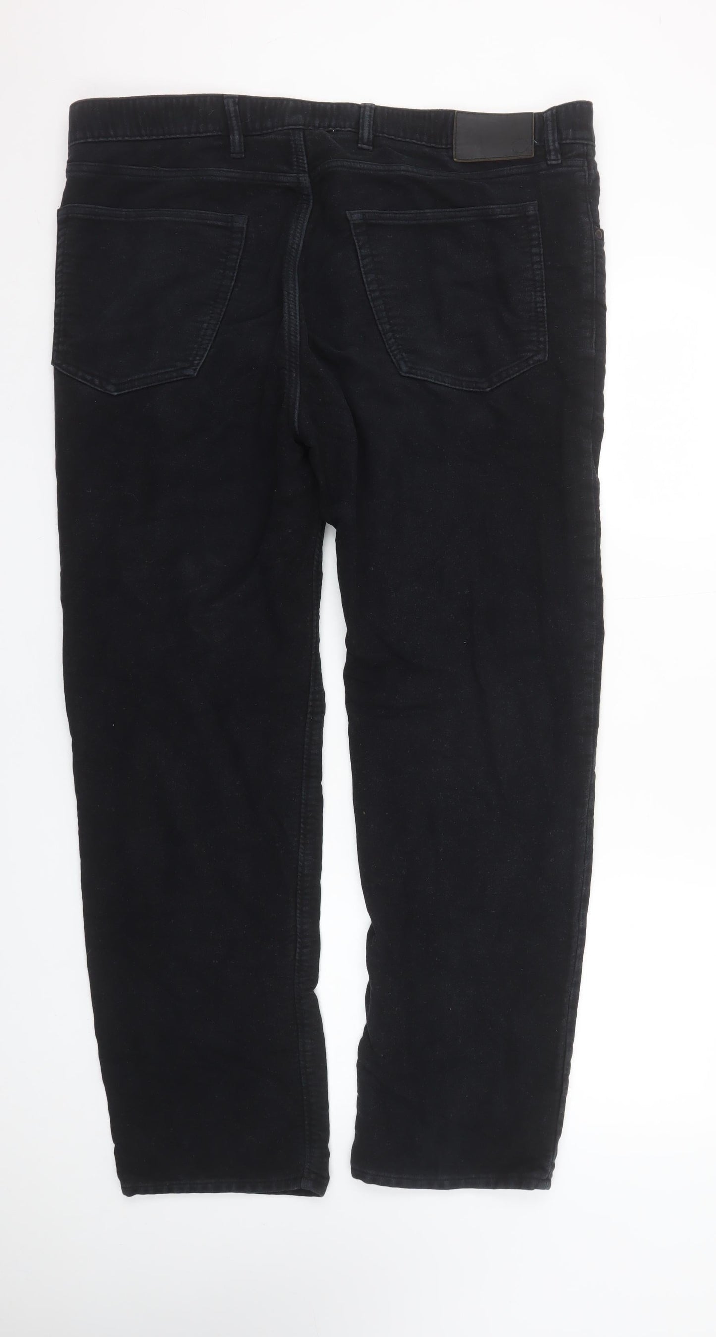 Marks and Spencer Men's Black Regular Fit Corduroy Chino Trousers 40x31