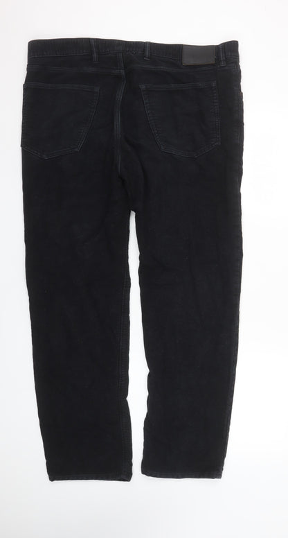 Marks and Spencer Men's Black Regular Fit Corduroy Chino Trousers 40x31