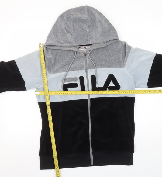 Fila Women’s Grey Black Colourblock Full Zip Hoodie Size M