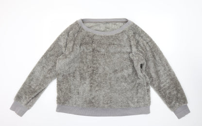 Marks and Spencer Womens Grey Fleece Pyjama Top Size 16 Winter Loungewear