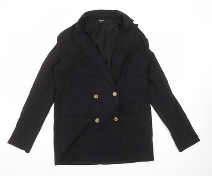 Boohoo Women’s Black Double-Breasted Blazer UK 12 Tailored Jacket