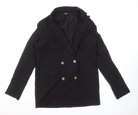 Boohoo Women’s Black Double-Breasted Blazer UK 12 Tailored Jacket