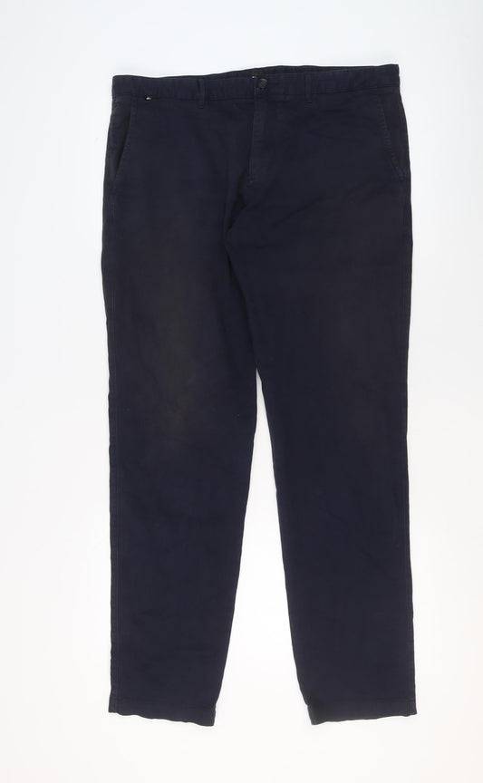 BOSS Men's Blue Chino Trousers Size 36R Regular Fit Cotton Blend