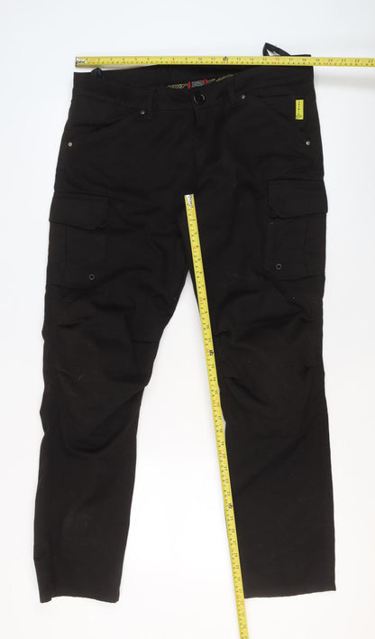 RST Mens Black Cargo Trousers Size 36 Regular Cotton Workwear