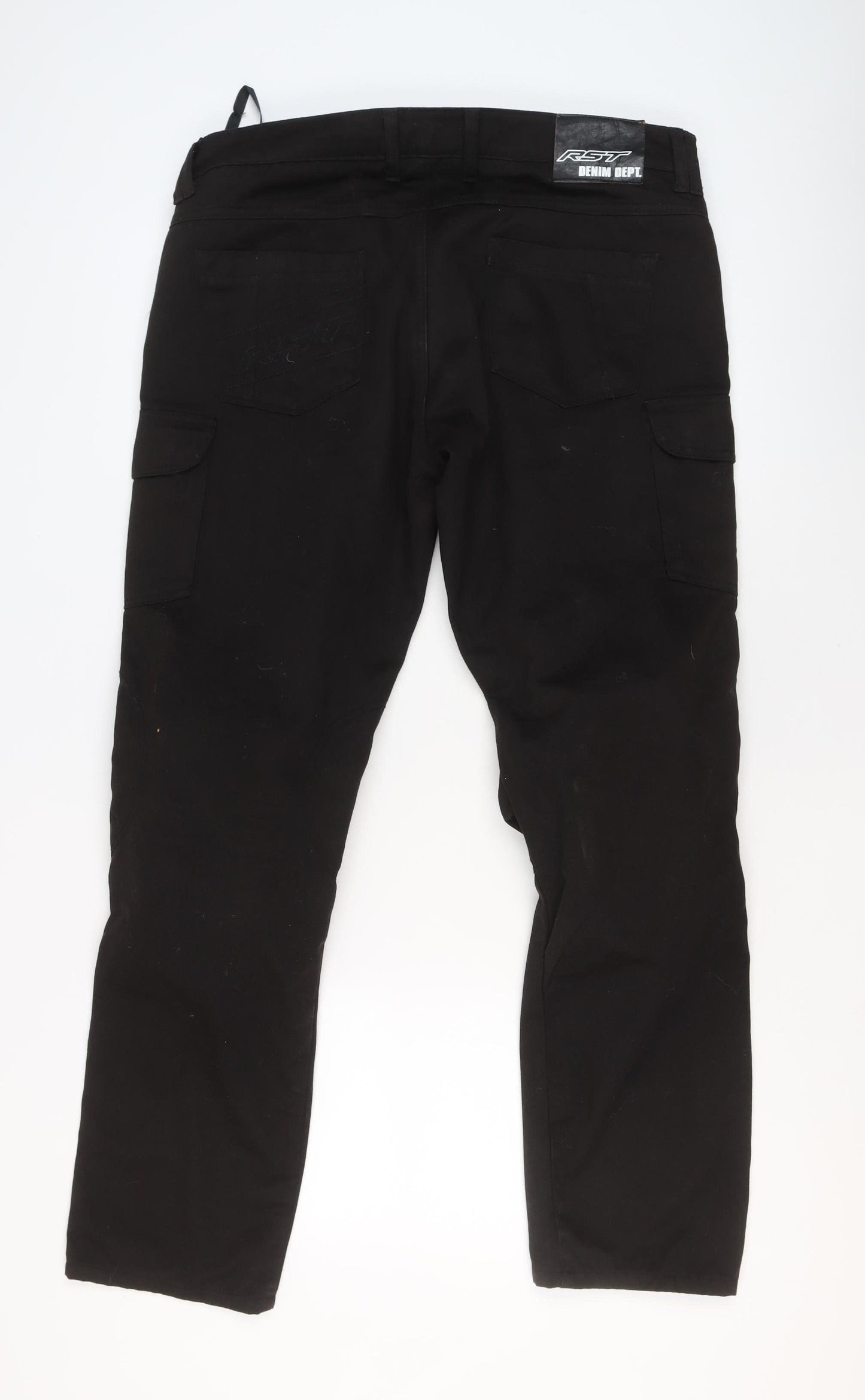 RST Mens Black Cargo Trousers Size 36 Regular Cotton Workwear