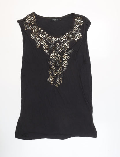 AllSaints Women's Black Sequin Tunic Top Size 14 Viscose Sleeveless