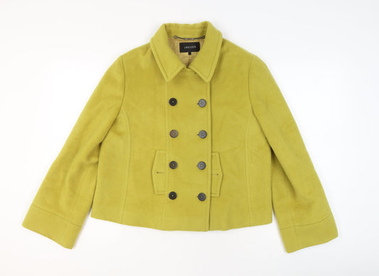 Jaeger Women’s Green Wool Mohair Cashmere Pea Coat UK 16