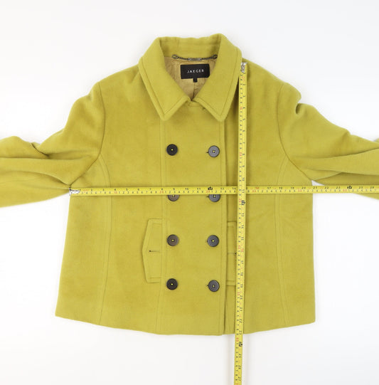Jaeger Women’s Green Wool Mohair Cashmere Pea Coat UK 16