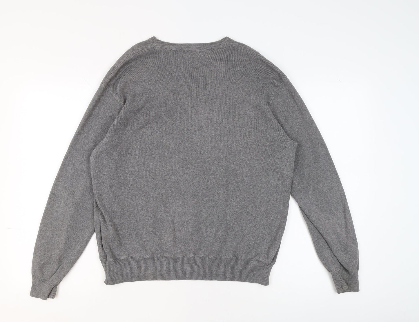 Ralph Lauren Men's Grey Cotton V-Neck Jumper M