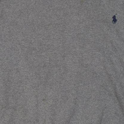 Ralph Lauren Men's Grey Cotton V-Neck Jumper M