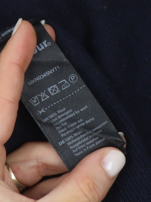 Barbour Men's Blue Wool Crew Neck Pullover Jumper M