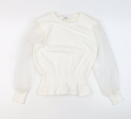 Womens UK Size XS River Island Ivory Pullover Sweatshirt