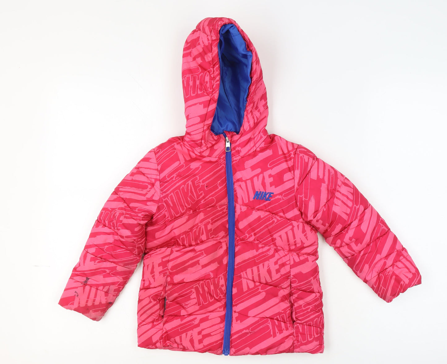 Nike Girls Pink Hooded Puffer Jacket 4 Years Winter Coat