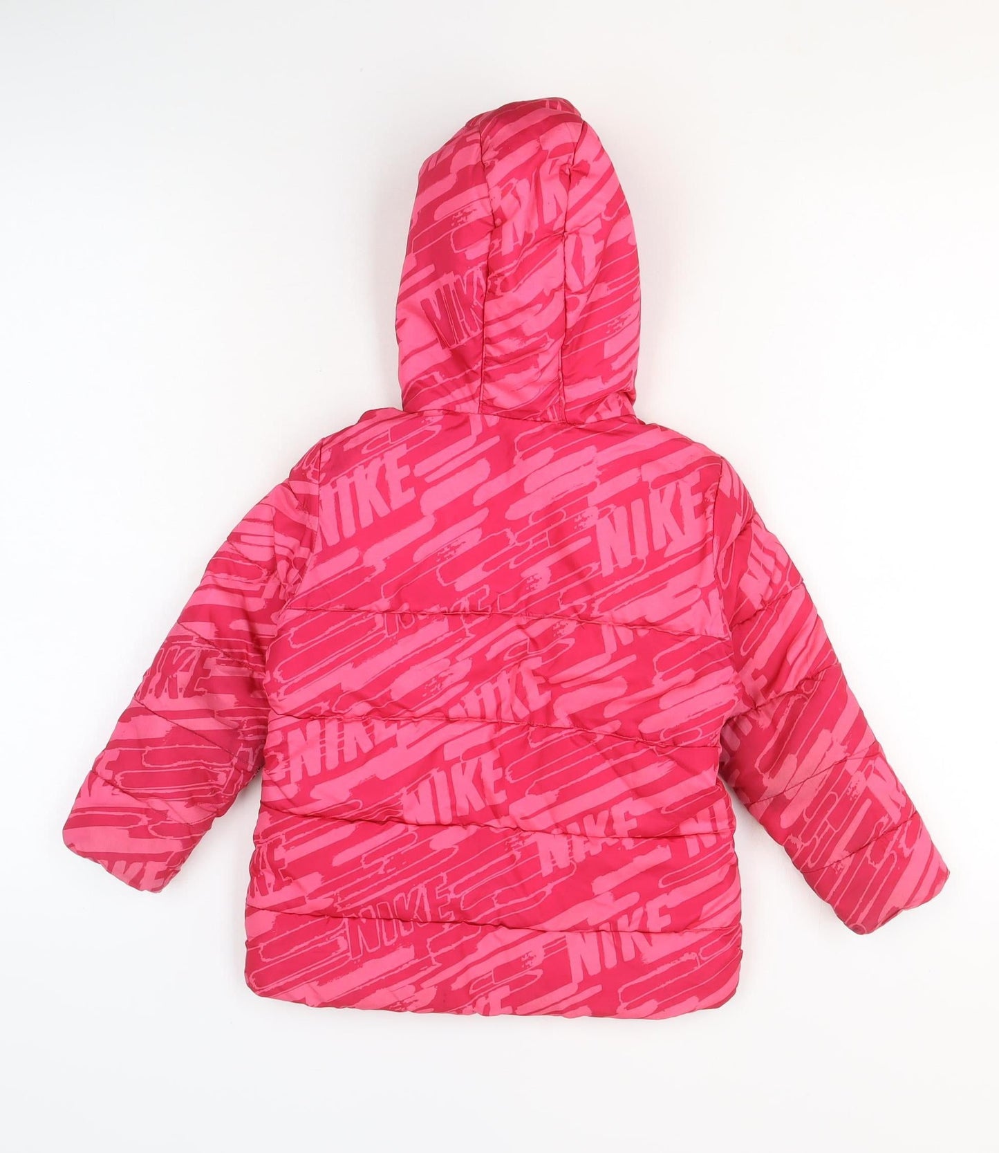 Nike Girls Pink Hooded Puffer Jacket 4 Years Winter Coat