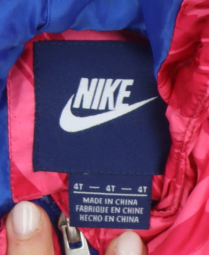 Nike Girls Pink Hooded Puffer Jacket 4 Years Winter Coat