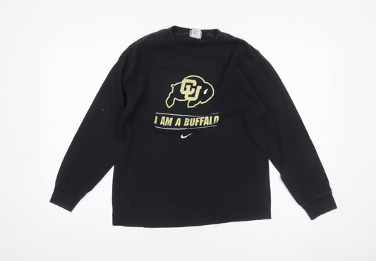 Nike Boys Black Long Sleeve Graphic Pullover T-Shirt L Sports University