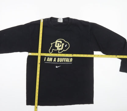 Nike Boys Black Long Sleeve Graphic Pullover T-Shirt L Sports University