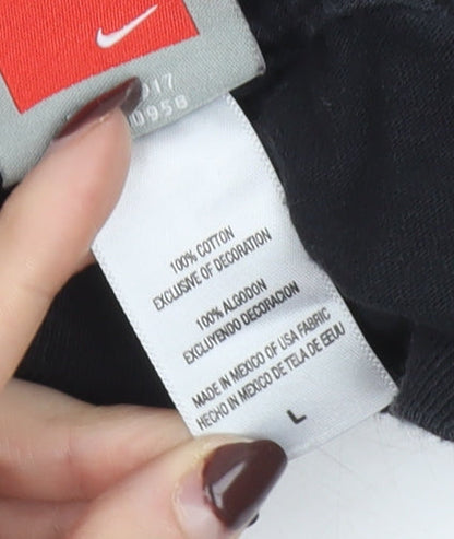 Nike Boys Black Long Sleeve Graphic Pullover T-Shirt L Sports University